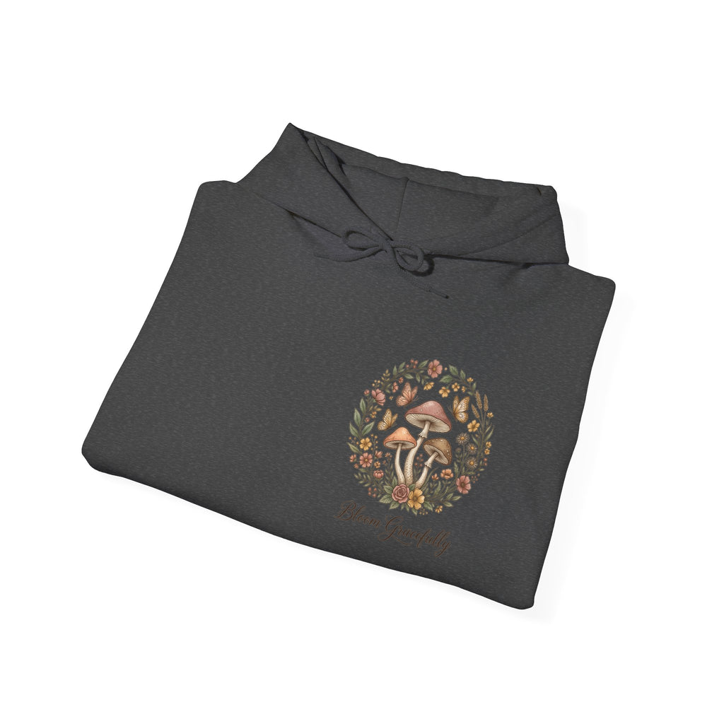 Hoodie - 'Bloom Sympathy' Floral Skull Graphic Hooded Sweatshirt