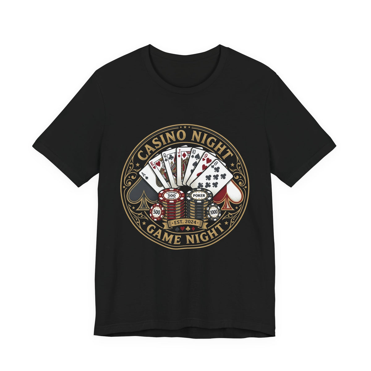 Casino Night Game Tee — Poker Chips & Cards Graphic T-Shirt