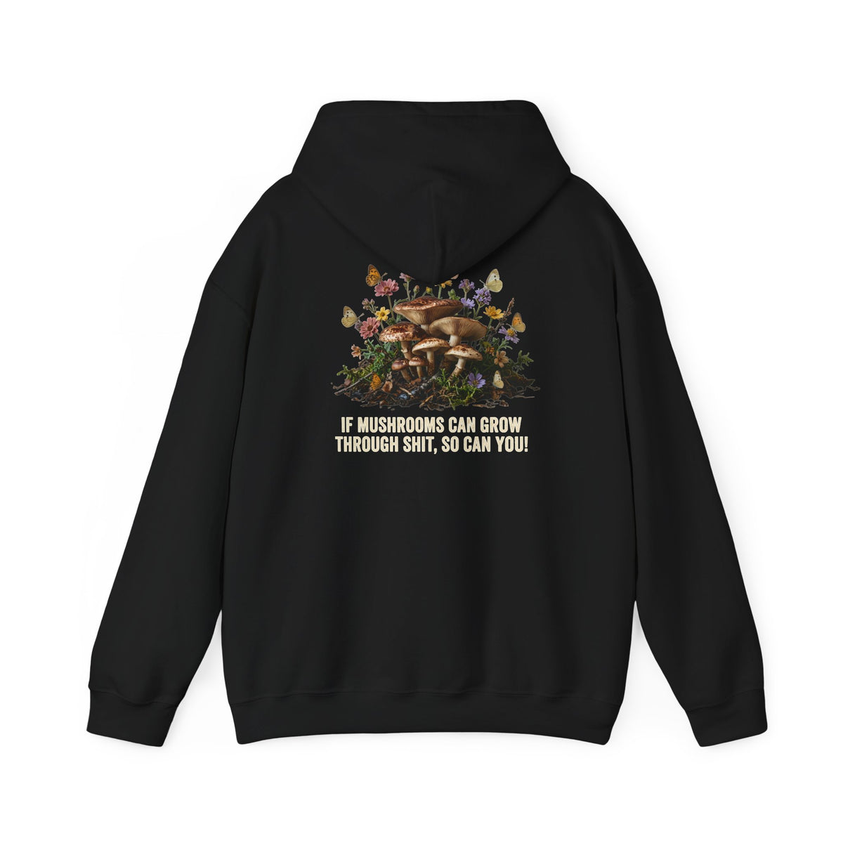 Hoodie - 'Bloom Sympathy' Floral Skull Graphic Hooded Sweatshirt