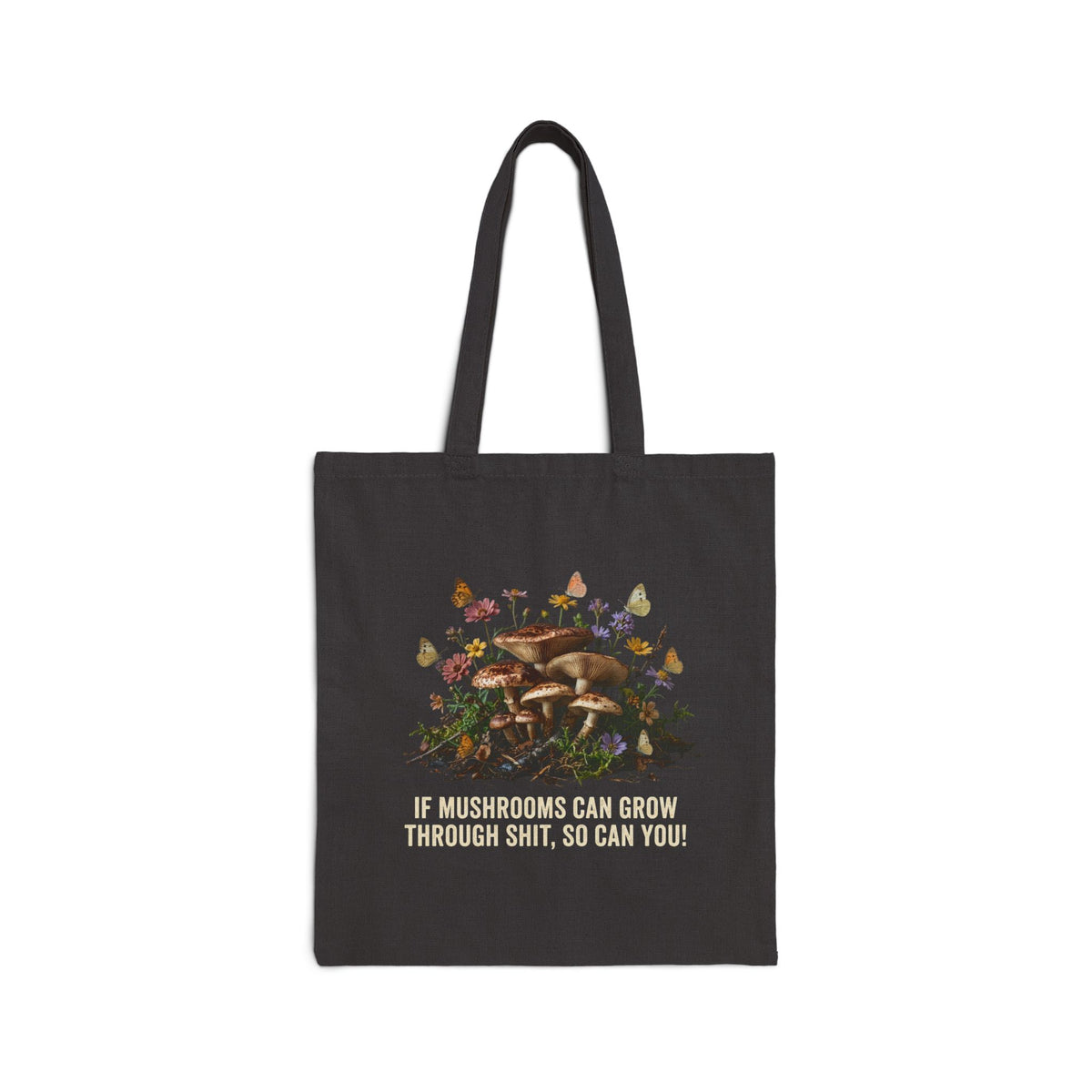Mushroom Wreath Cotton Tote Bag – “Choose Simplicity” Eco Canvas Shopper