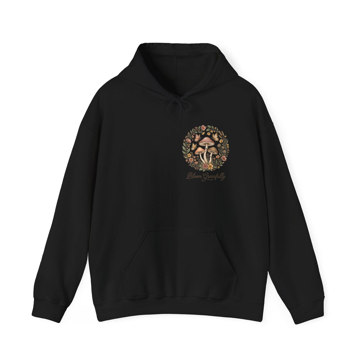 Hoodie - 'Bloom Sympathy' Floral Skull Graphic Hooded Sweatshirt