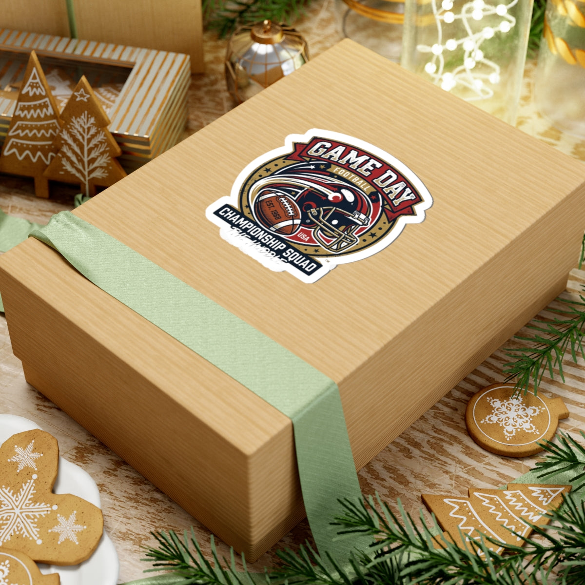 Game Day Football Kiss-Cut Sticker — Championship Squad Helmet Design