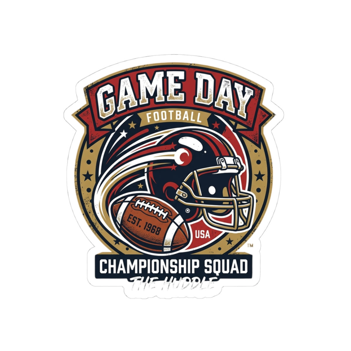 Game Day Football Kiss-Cut Sticker — Championship Squad Helmet Design