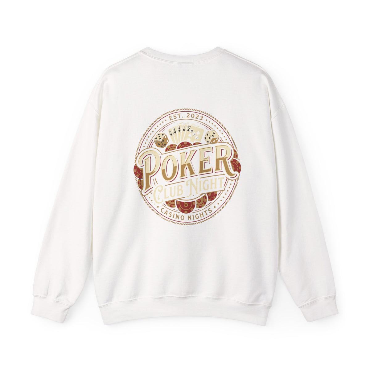 Casino Night Poker Sweatshirt — 'Poker Club Night' Vintage Card & Chips Crewneck