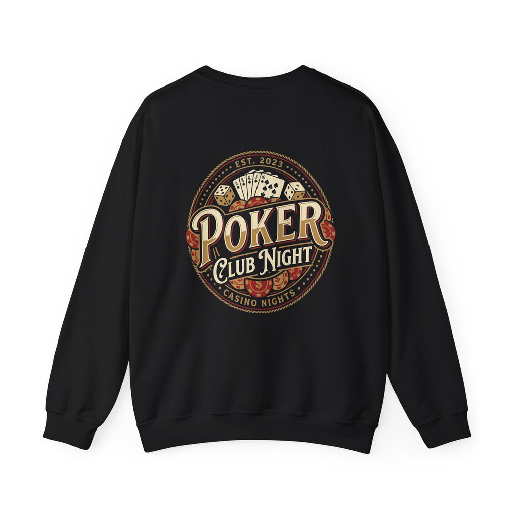 Casino Night Poker Sweatshirt — 'Poker Club Night' Vintage Card & Chips Crewneck