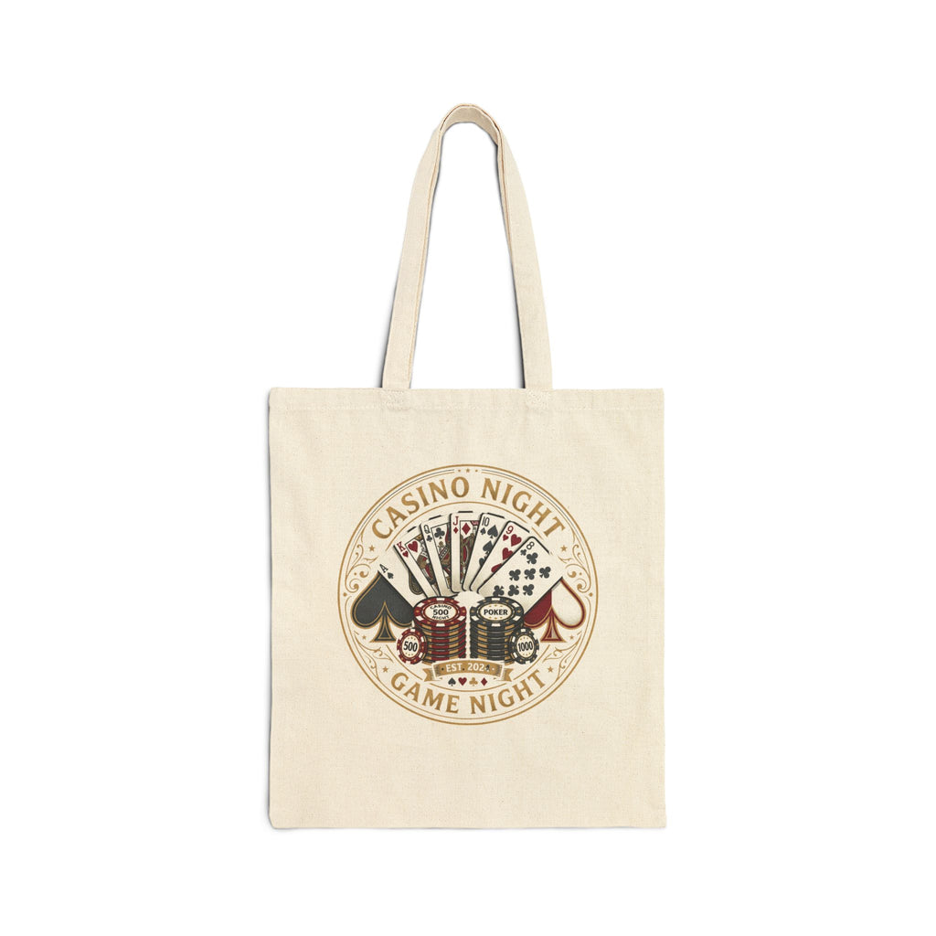 Casino Night Tote Bag — Game Night Playing Cards & Chips Canvas Tote