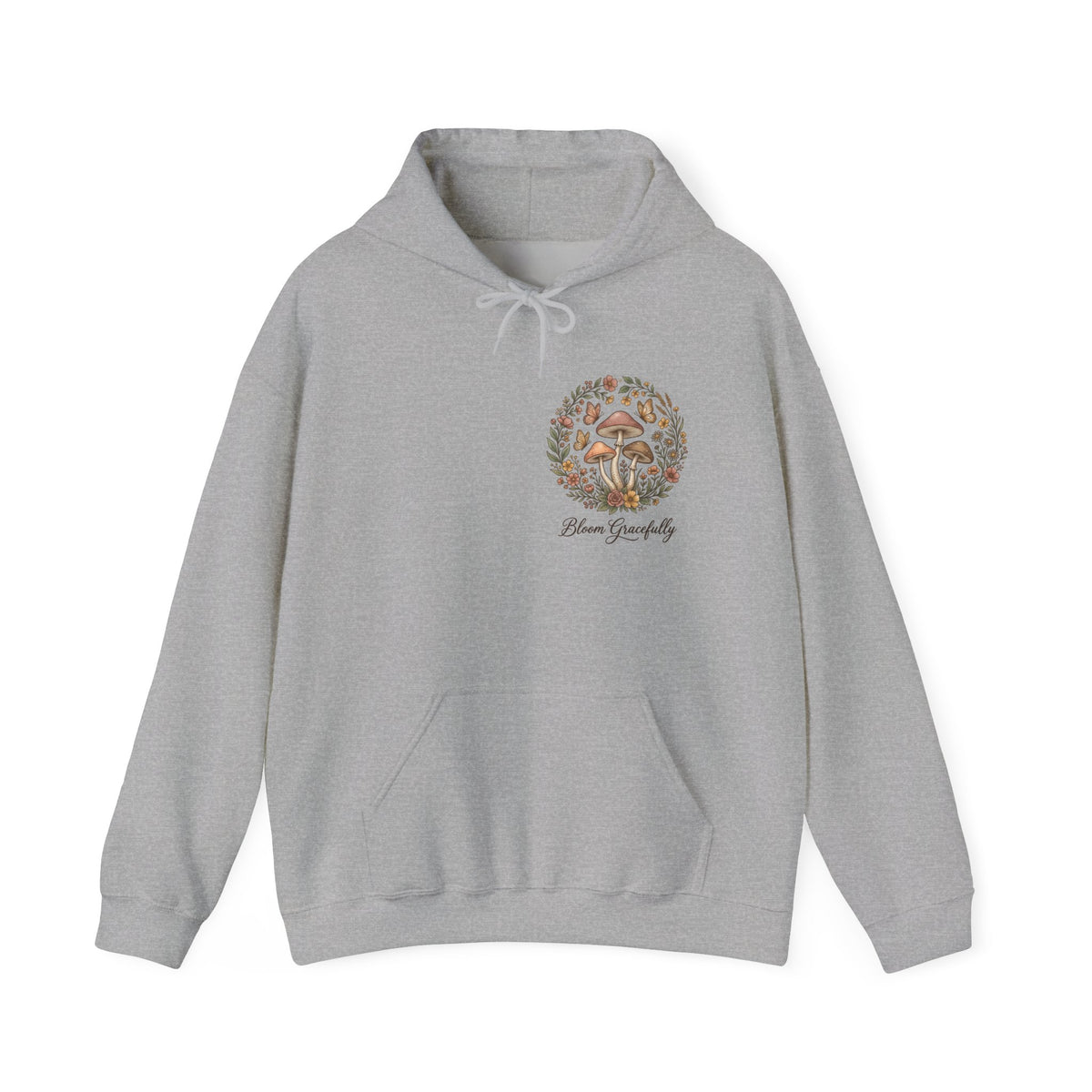 Hoodie - 'Bloom Sympathy' Floral Skull Graphic Hooded Sweatshirt