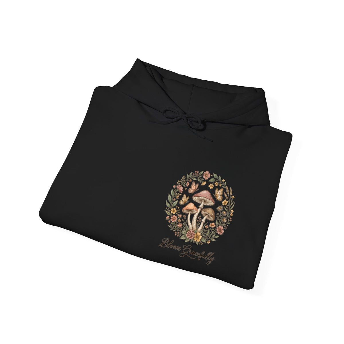 Hoodie - 'Bloom Sympathy' Floral Skull Graphic Hooded Sweatshirt