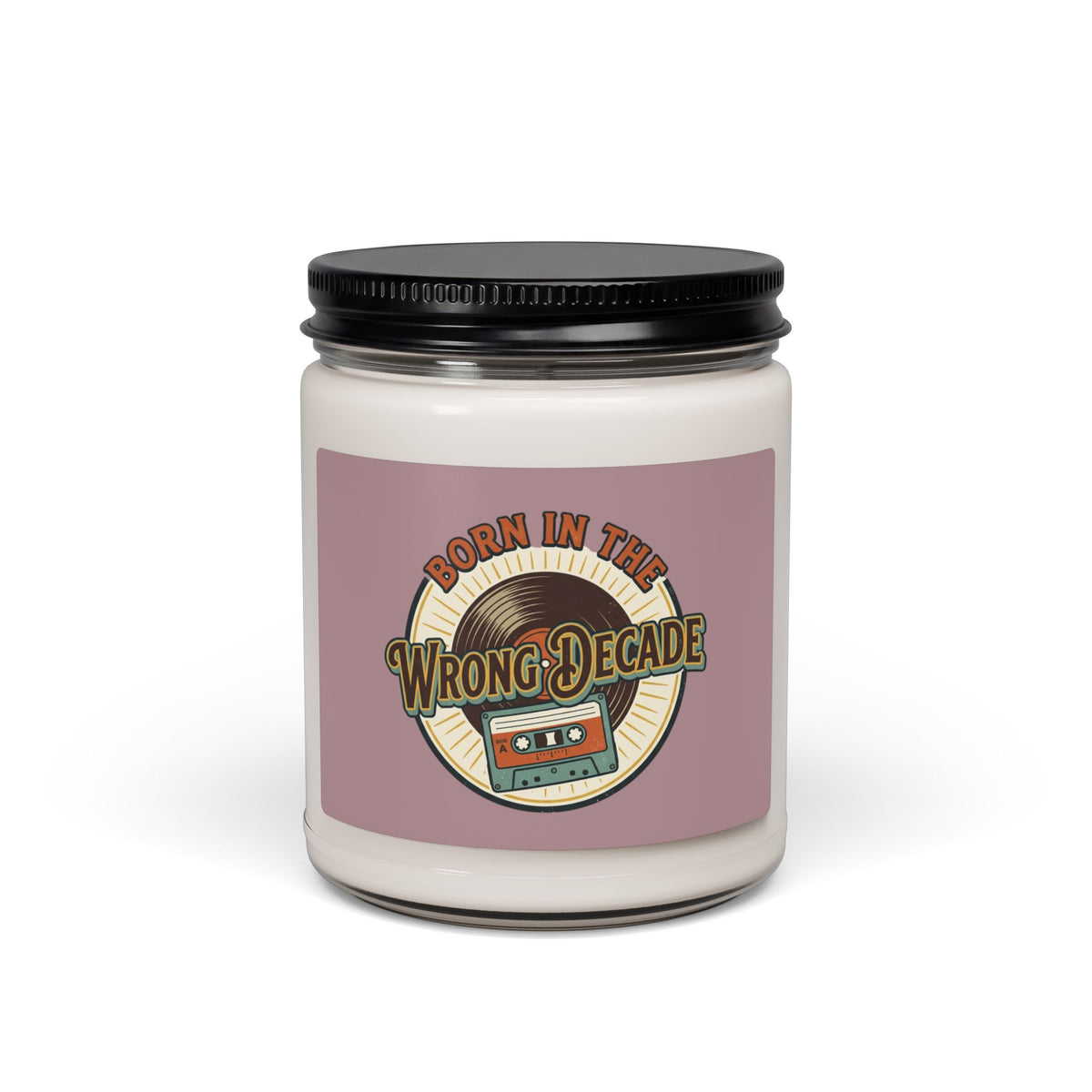 Soy Candle — 'Born in the Wrong Decade' Retro Cassette & Vinyl Scented Candle (9oz)