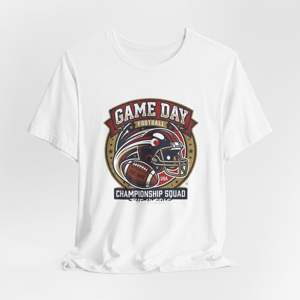 Game Day Football T-Shirt – "Championship Squad" Helmet & Ball Design