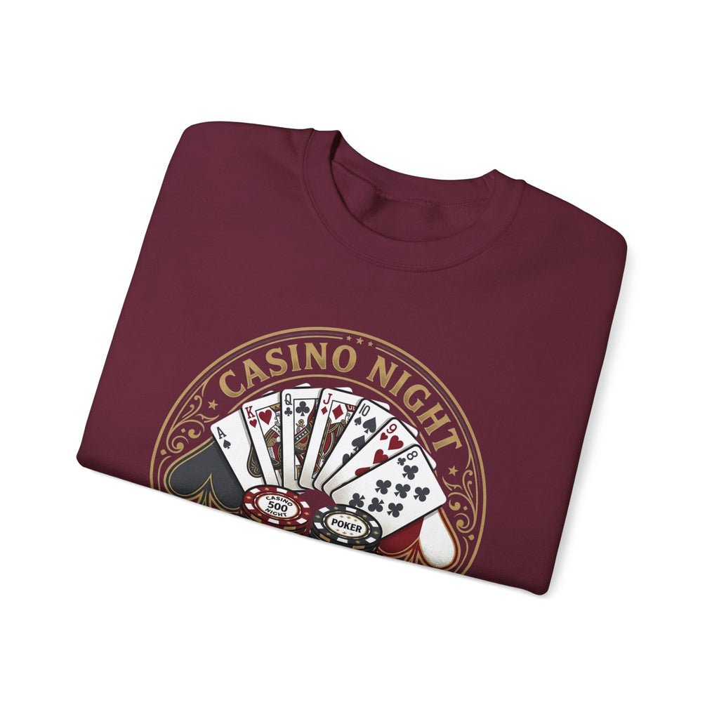 Casino Night Poker Sweatshirt — 'Poker Club Night' Vintage Card & Chips Crewneck