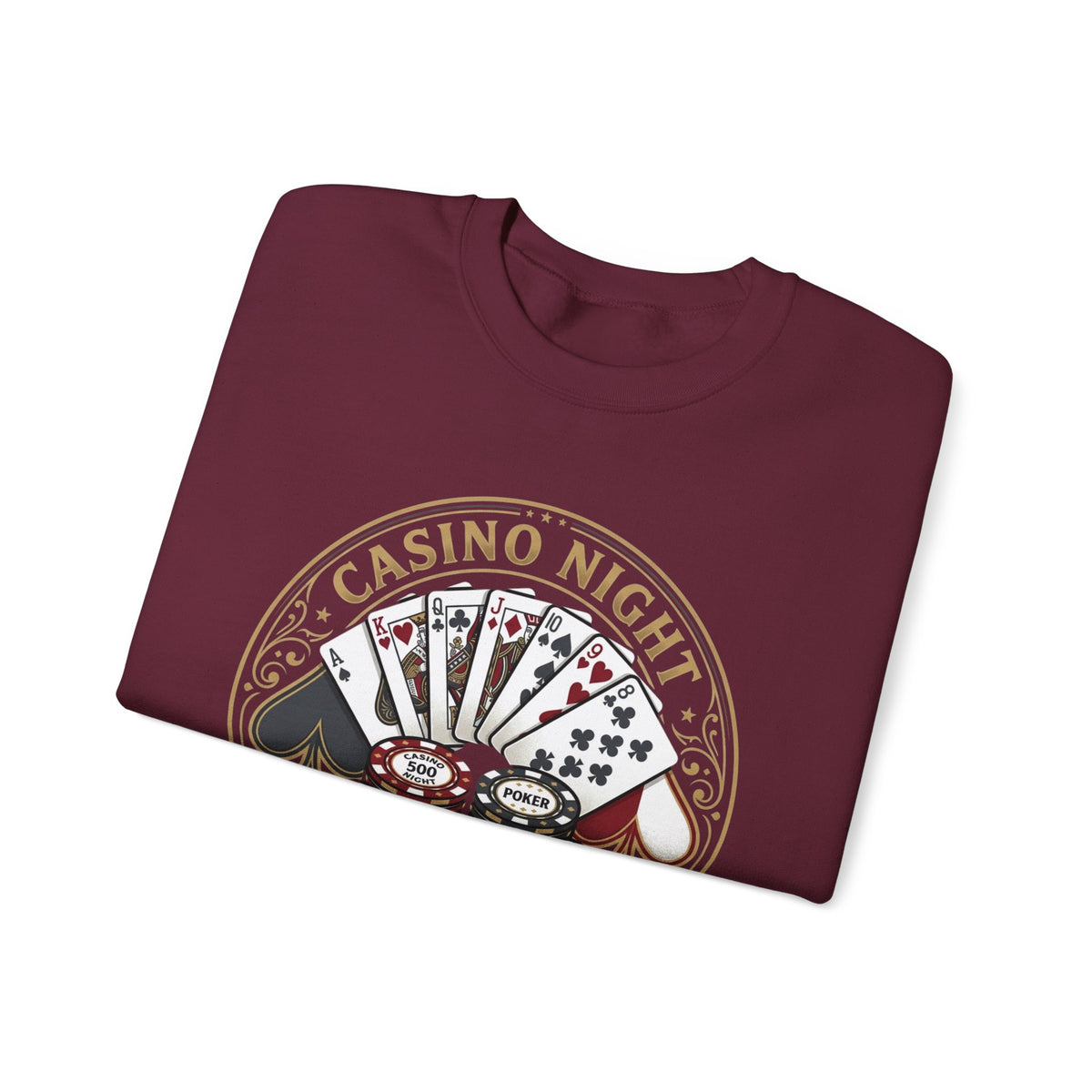 Casino Night Poker Sweatshirt — 'Poker Club Night' Vintage Card & Chips Crewneck