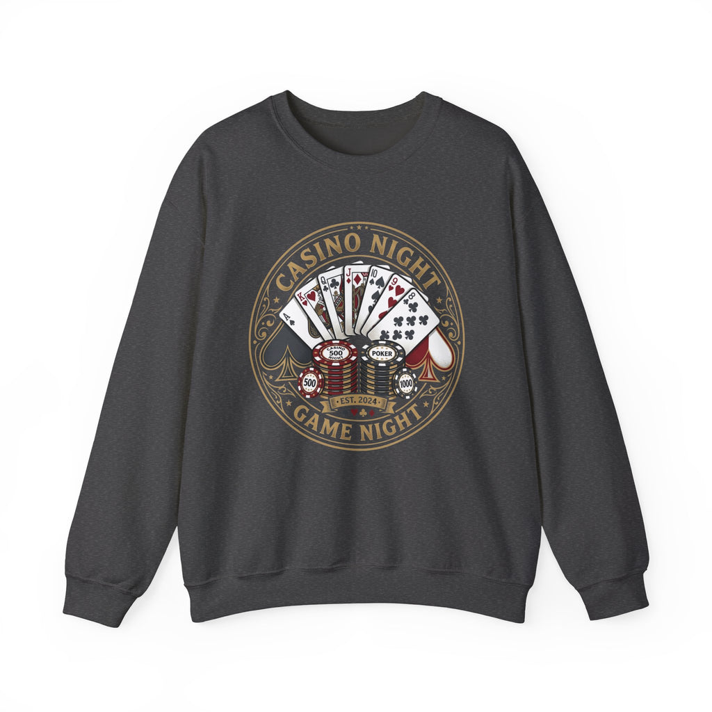 Casino Night Poker Sweatshirt — 'Poker Club Night' Vintage Card & Chips Crewneck