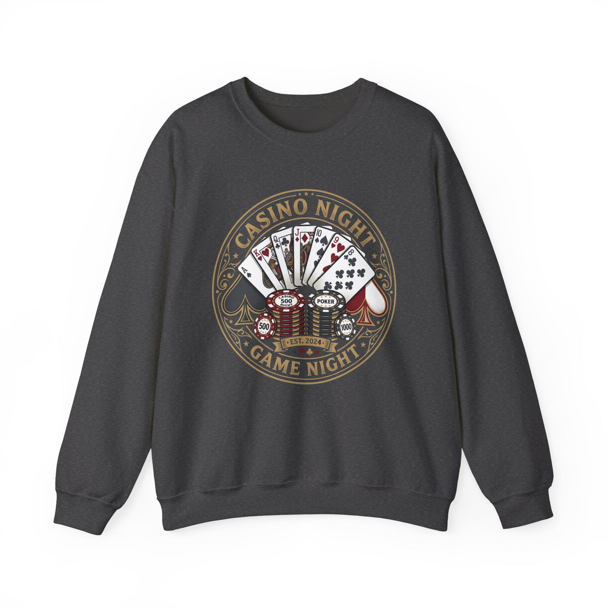 Casino Night Poker Sweatshirt — 'Poker Club Night' Vintage Card & Chips Crewneck