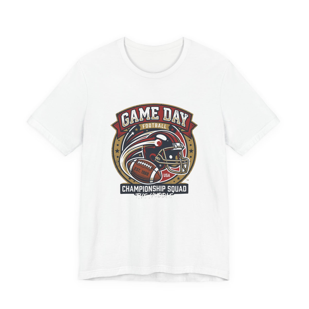 Game Day Football T-Shirt – "Championship Squad" Helmet & Ball Design