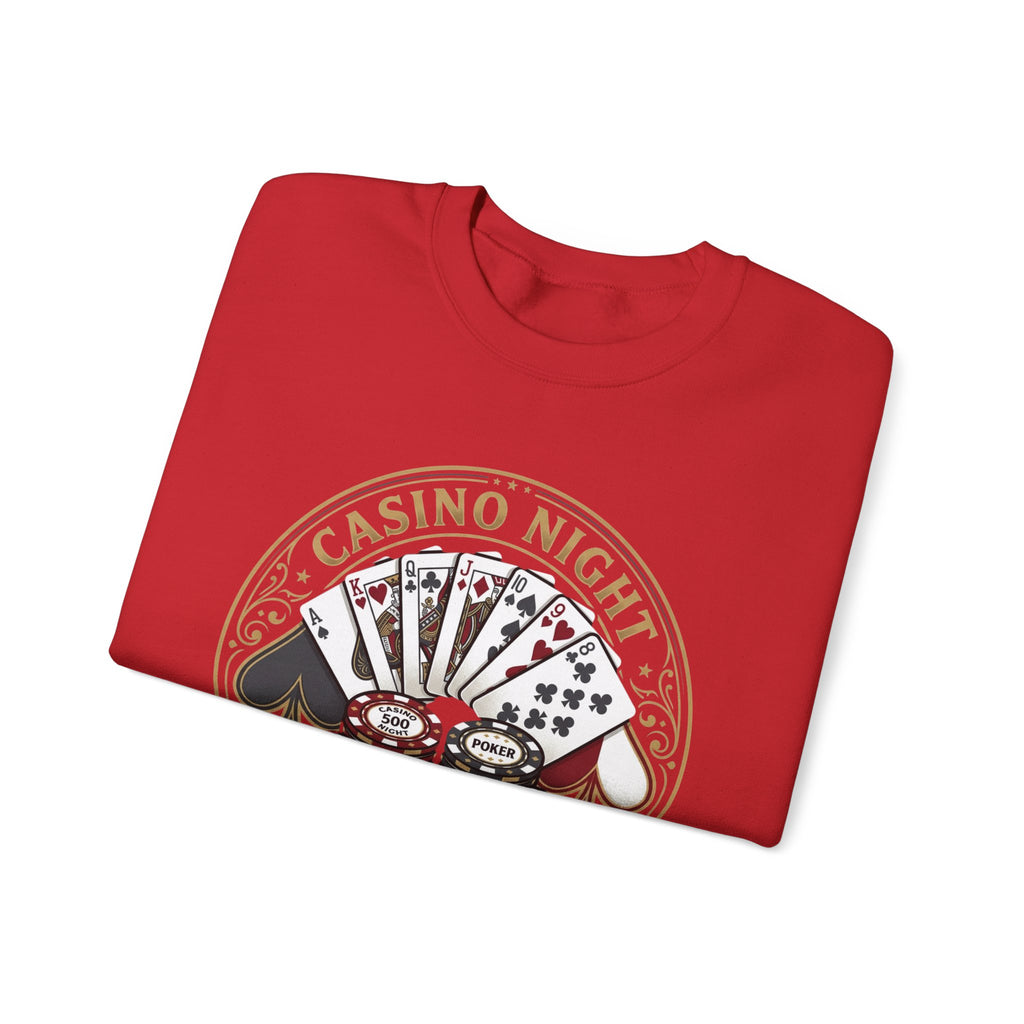Casino Night Poker Sweatshirt — 'Poker Club Night' Vintage Card & Chips Crewneck