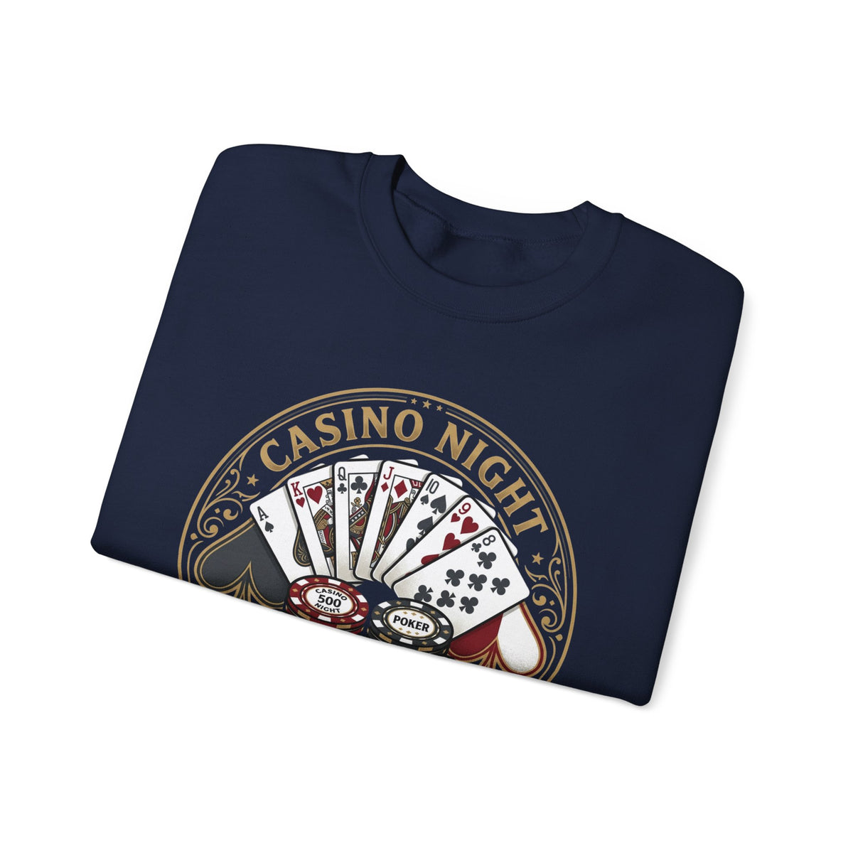 Casino Night Poker Sweatshirt — 'Poker Club Night' Vintage Card & Chips Crewneck