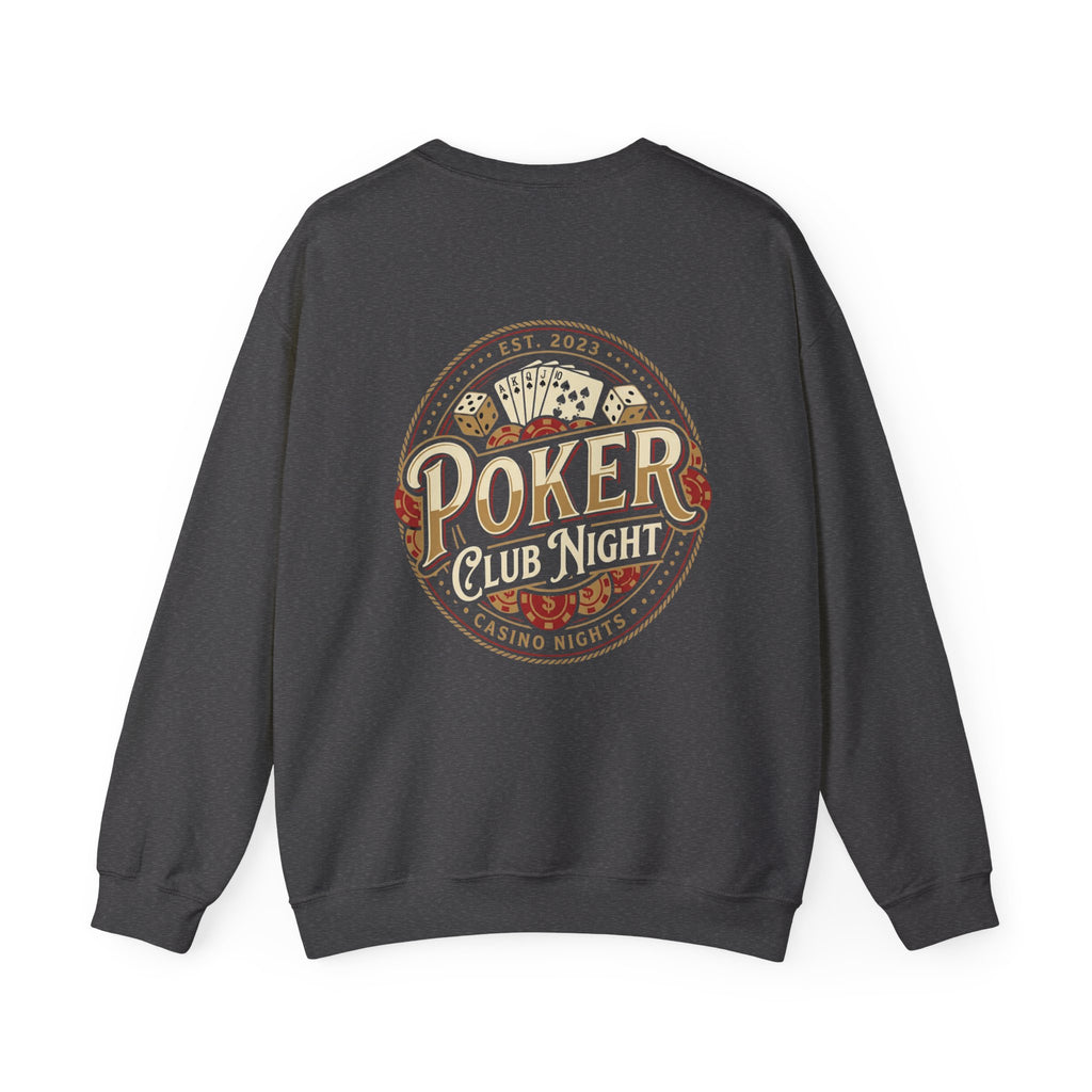 Casino Night Poker Sweatshirt — 'Poker Club Night' Vintage Card & Chips Crewneck