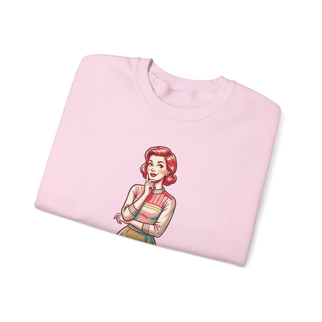 Crewneck Sweatshirt — Retro Housewife "fun-filled lollipop triple dipped in psycho" Graphic