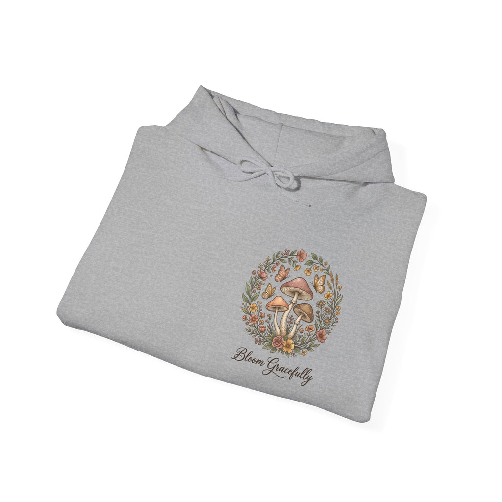 Hoodie - 'Bloom Sympathy' Floral Skull Graphic Hooded Sweatshirt
