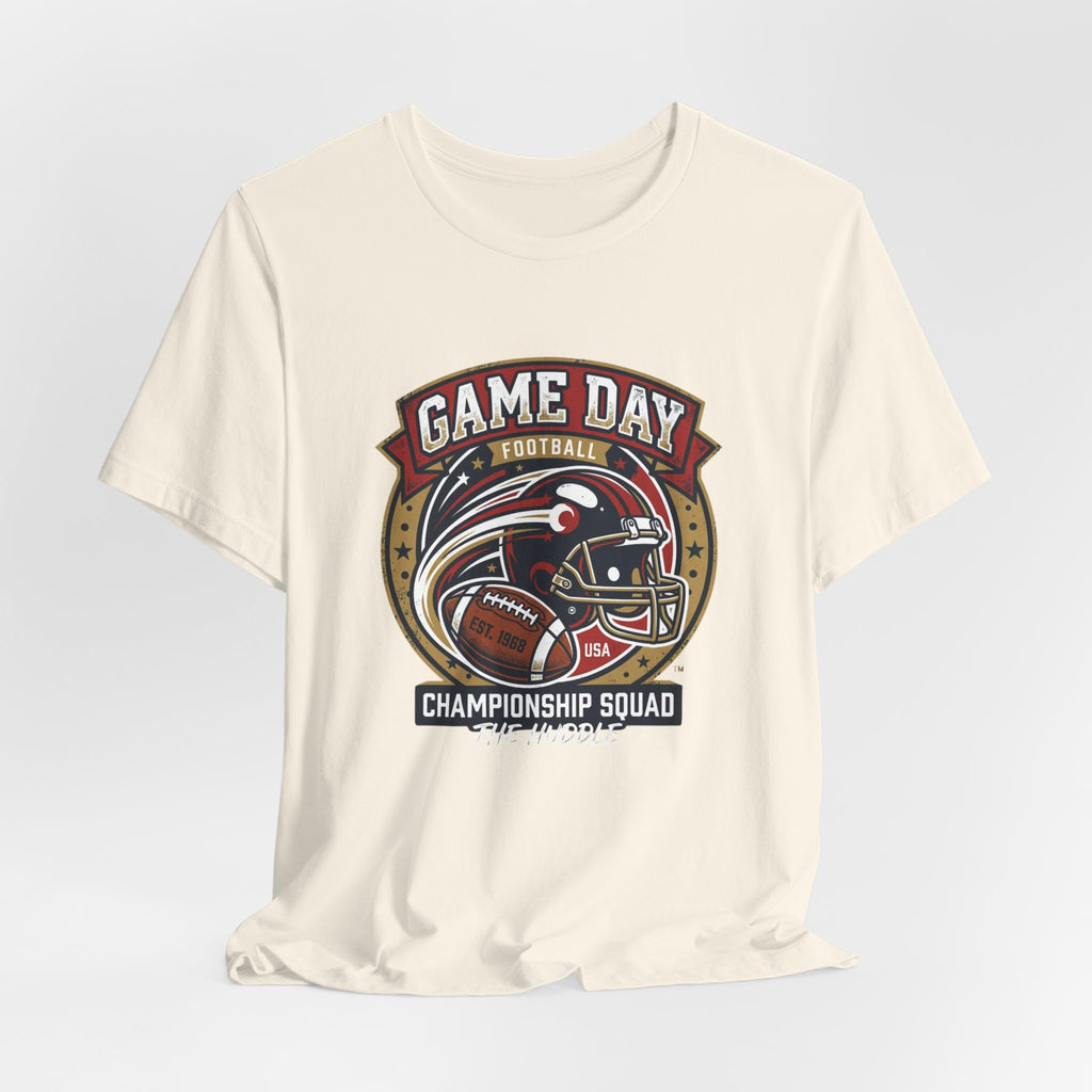 Game Day Football T-Shirt – "Championship Squad" Helmet & Ball Design