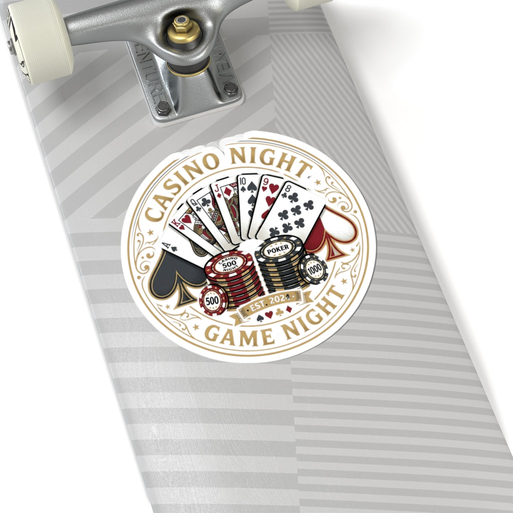 Casino Night Game Night Sticker — Poker Chips & Playing Cards Kiss-Cut Sticker