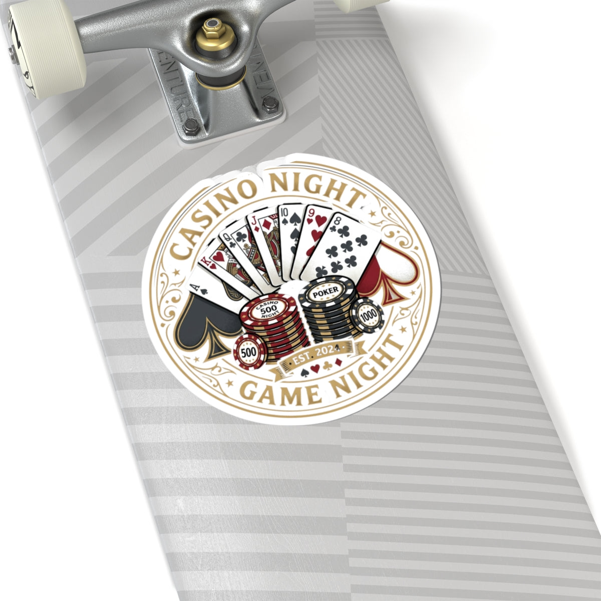 Casino Night Game Night Sticker — Poker Chips & Playing Cards Kiss-Cut Sticker