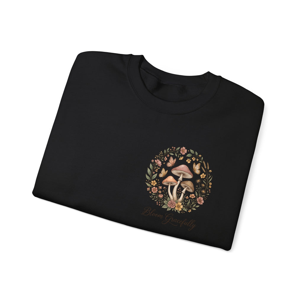 Mushroom Garden Crewneck Sweatshirt – Bloom Gracefully Botanical Graphic