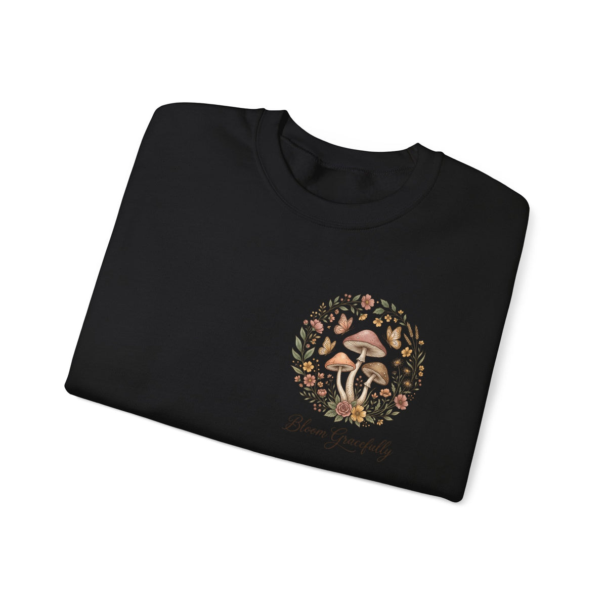 Mushroom Garden Crewneck Sweatshirt – Bloom Gracefully Botanical Graphic