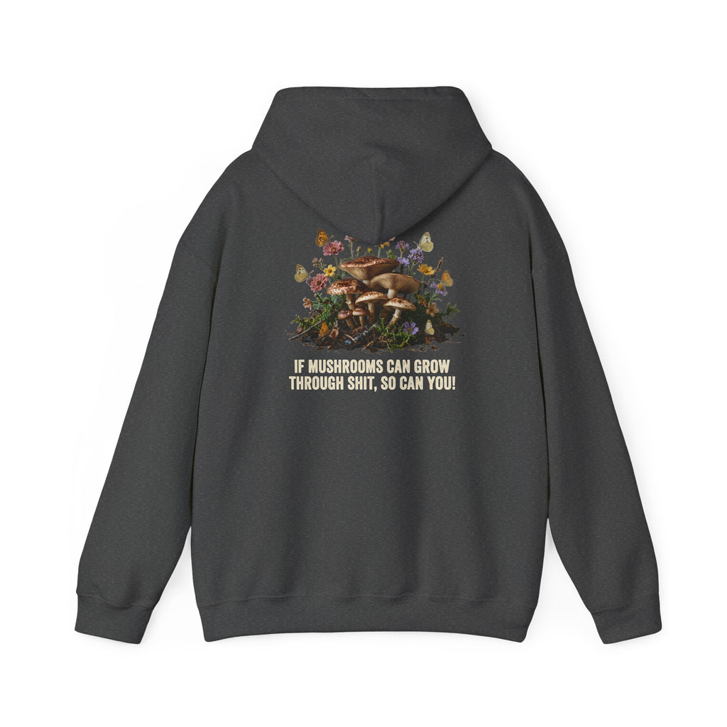 Hoodie - 'Bloom Sympathy' Floral Skull Graphic Hooded Sweatshirt