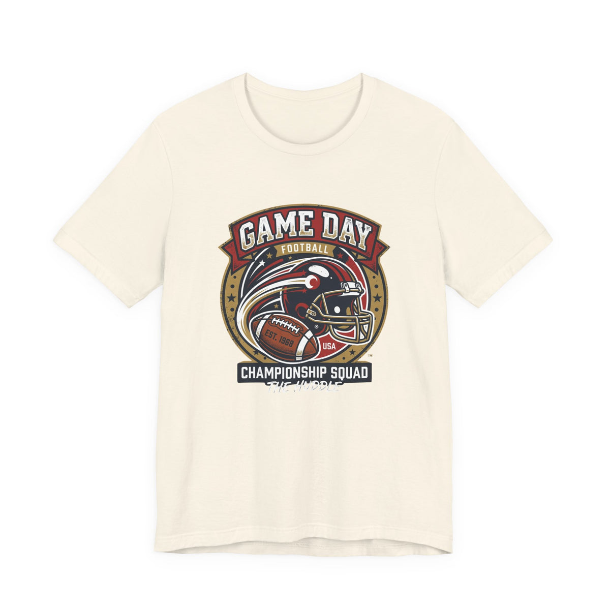 Game Day Football T-Shirt – "Championship Squad" Helmet & Ball Design