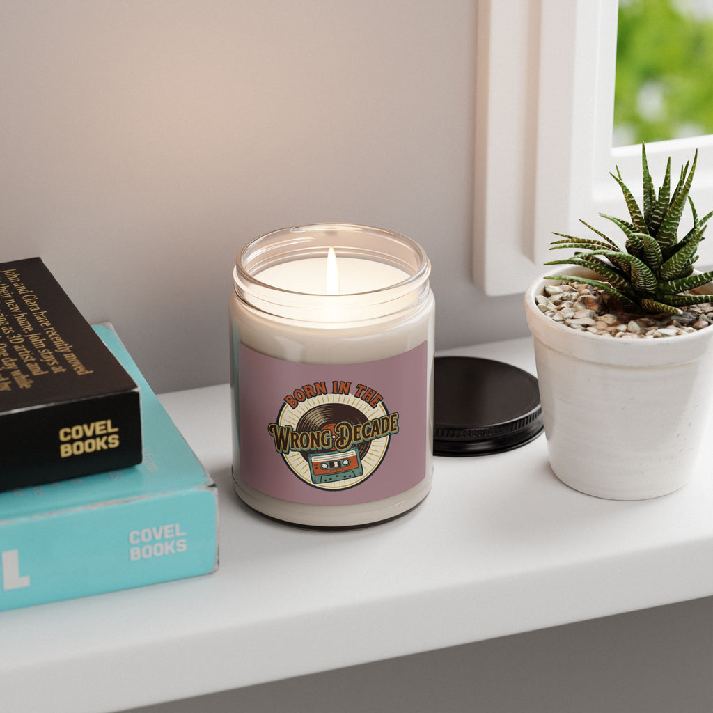 Soy Candle — 'Born in the Wrong Decade' Retro Cassette & Vinyl Scented Candle (9oz)