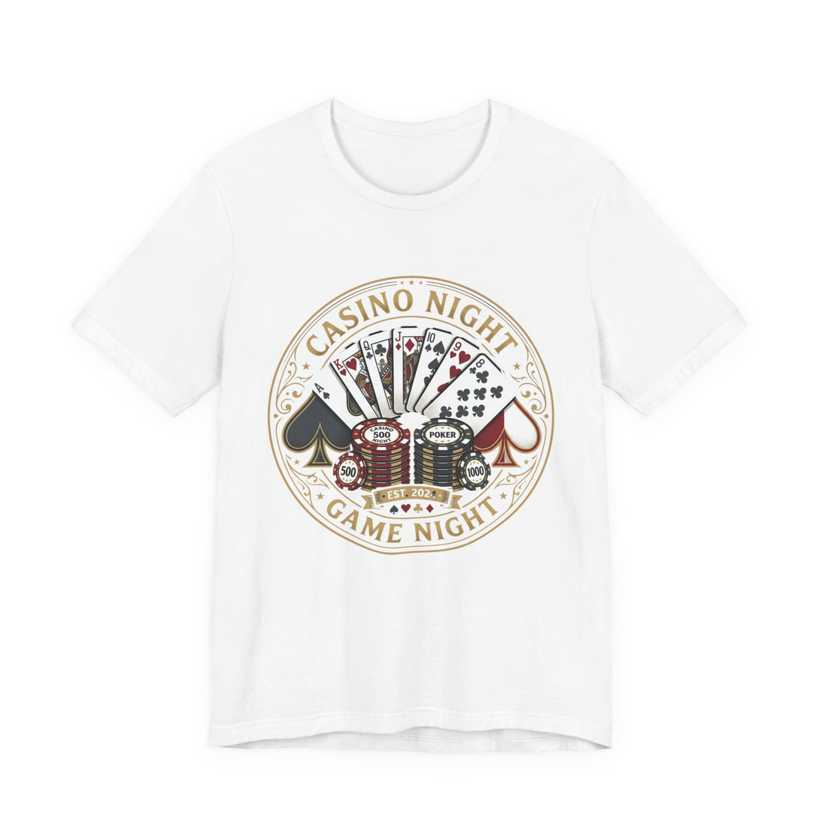 Casino Night Game Tee — Poker Chips & Cards Graphic T-Shirt