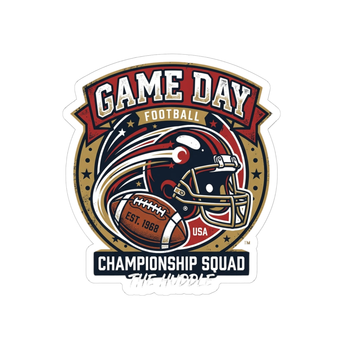 Game Day Football Kiss-Cut Sticker — Championship Squad Helmet Design