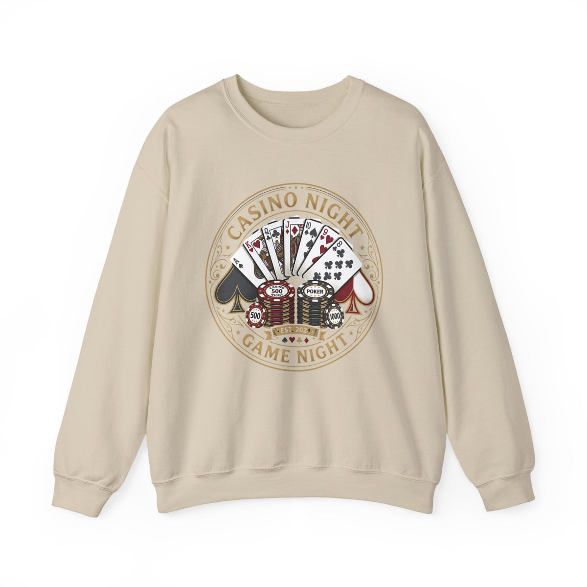 Casino Night Poker Sweatshirt — 'Poker Club Night' Vintage Card & Chips Crewneck