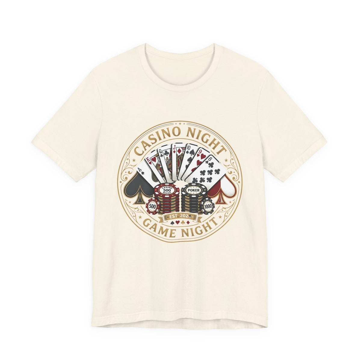 Casino Night Game Tee — Poker Chips & Cards Graphic T-Shirt