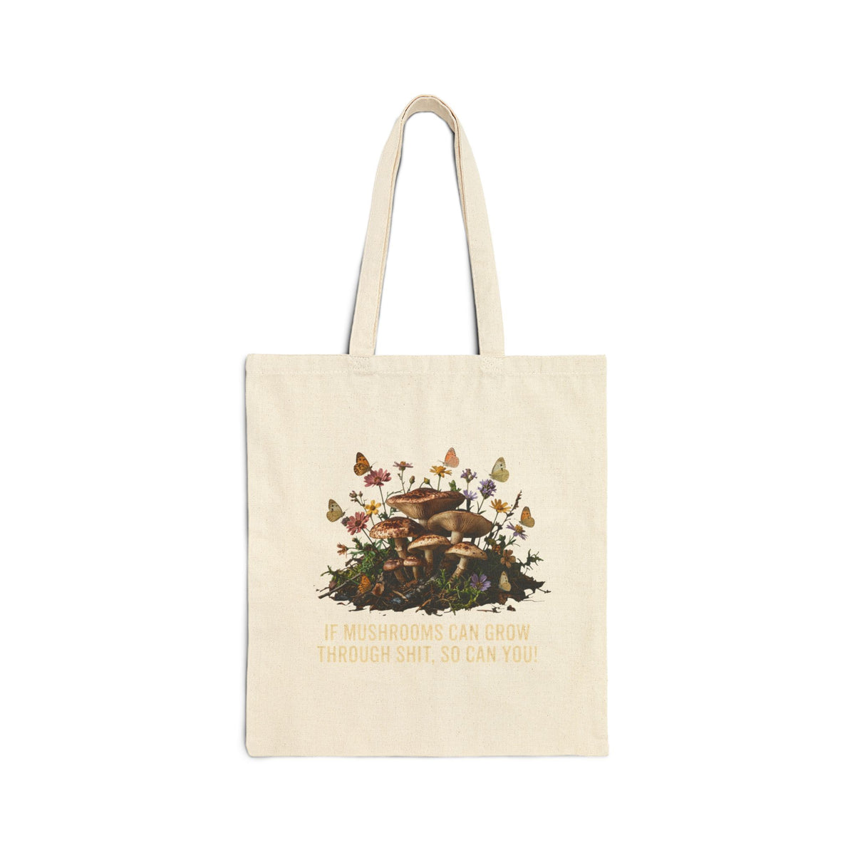 Mushroom Wreath Cotton Tote Bag – “Choose Simplicity” Eco Canvas Shopper