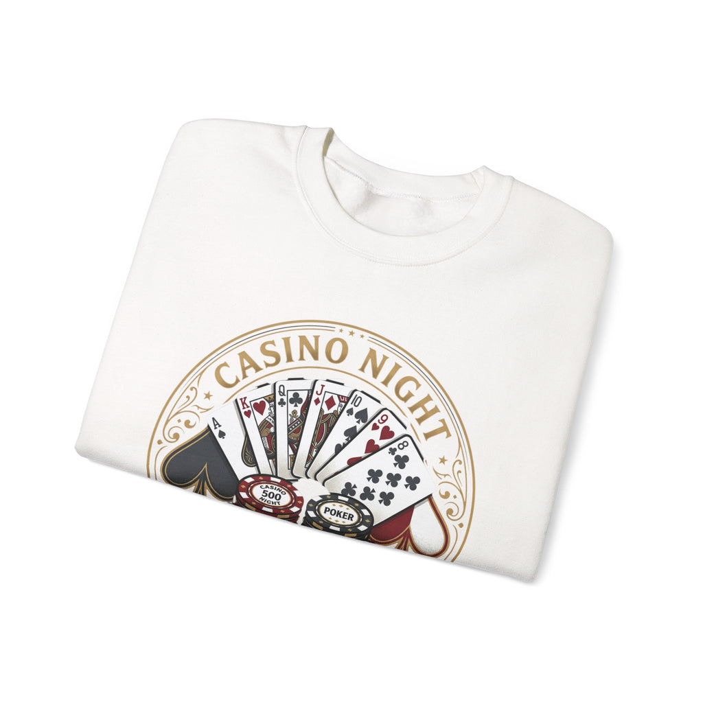 Casino Night Crewneck Sweatshirt — Game Night Poker Chips & Cards Design
