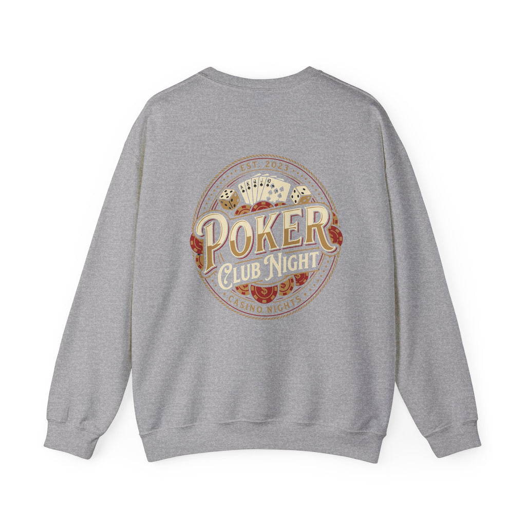 Casino Night Poker Sweatshirt — 'Poker Club Night' Vintage Card & Chips Crewneck