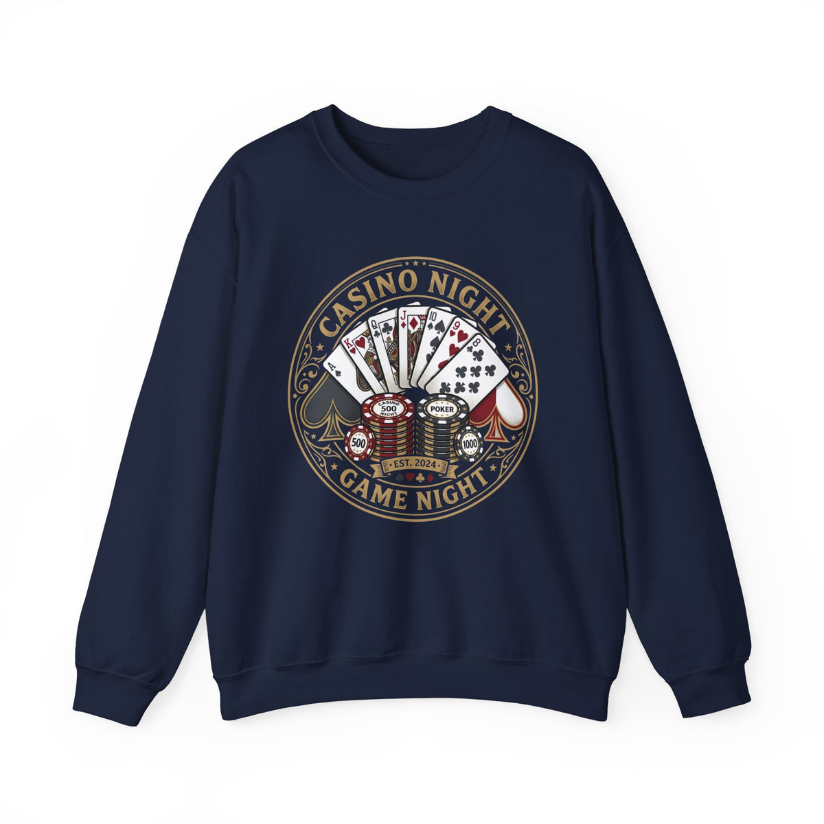 Casino Night Poker Sweatshirt — 'Poker Club Night' Vintage Card & Chips Crewneck