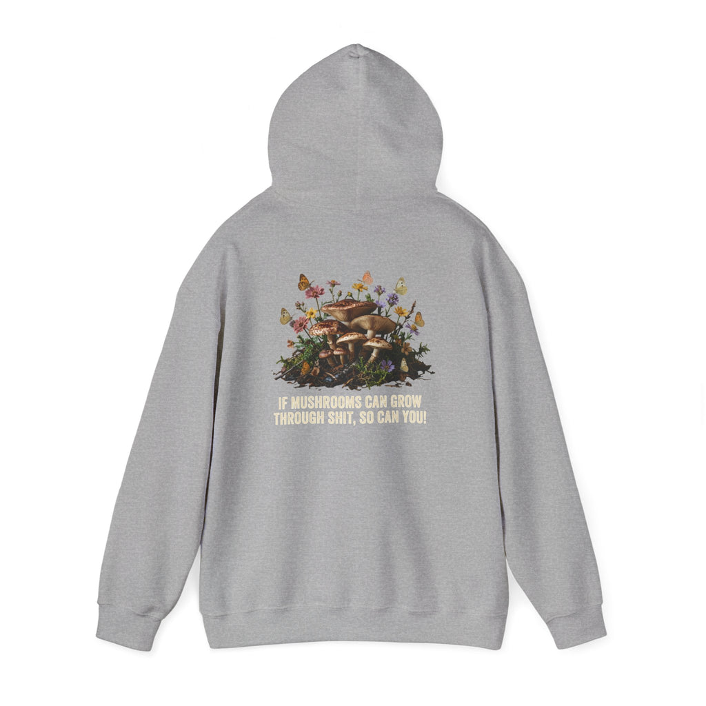 Hoodie - 'Bloom Sympathy' Floral Skull Graphic Hooded Sweatshirt