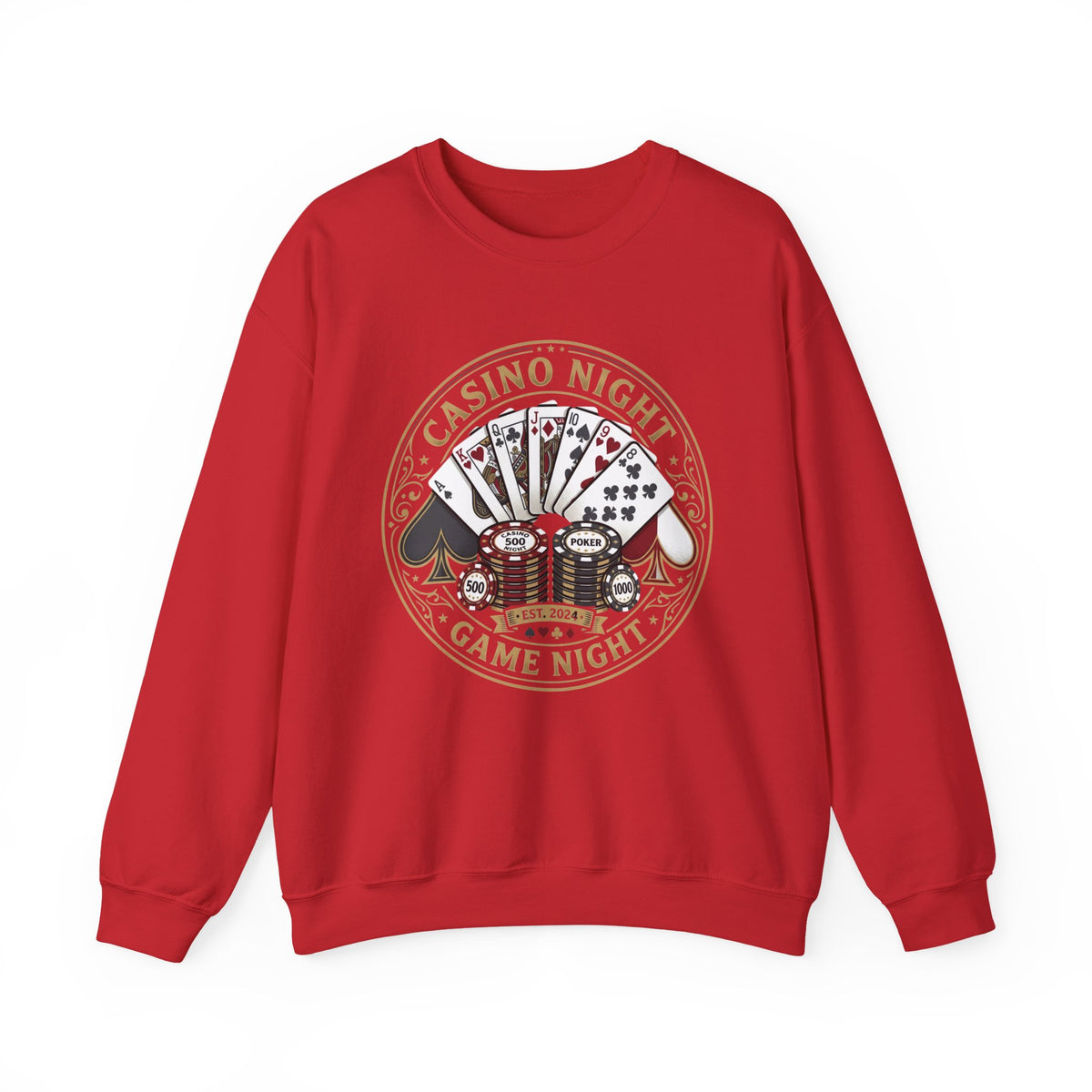 Casino Night Poker Sweatshirt — 'Poker Club Night' Vintage Card & Chips Crewneck