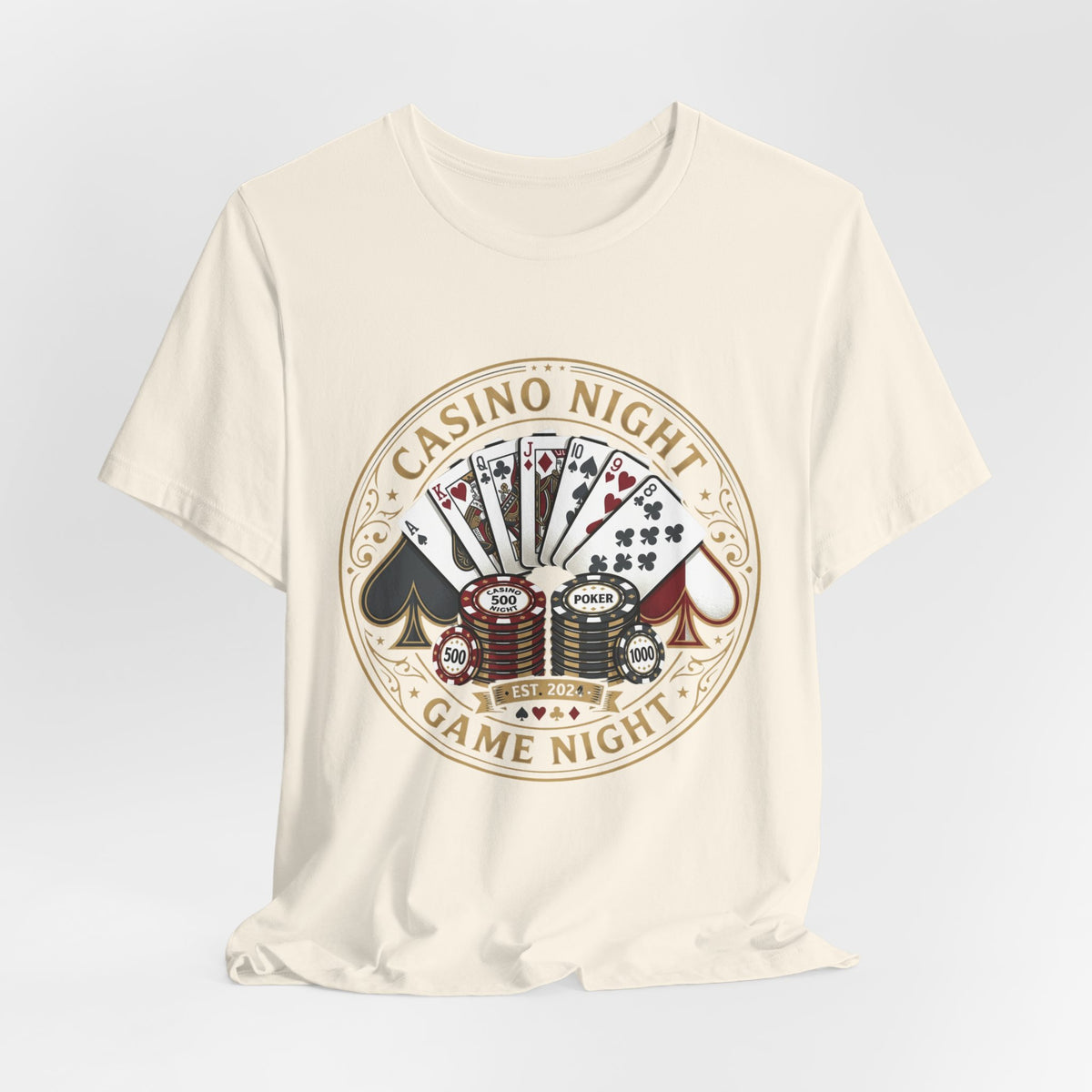 Casino Night Game Tee — Poker Chips & Cards Graphic T-Shirt