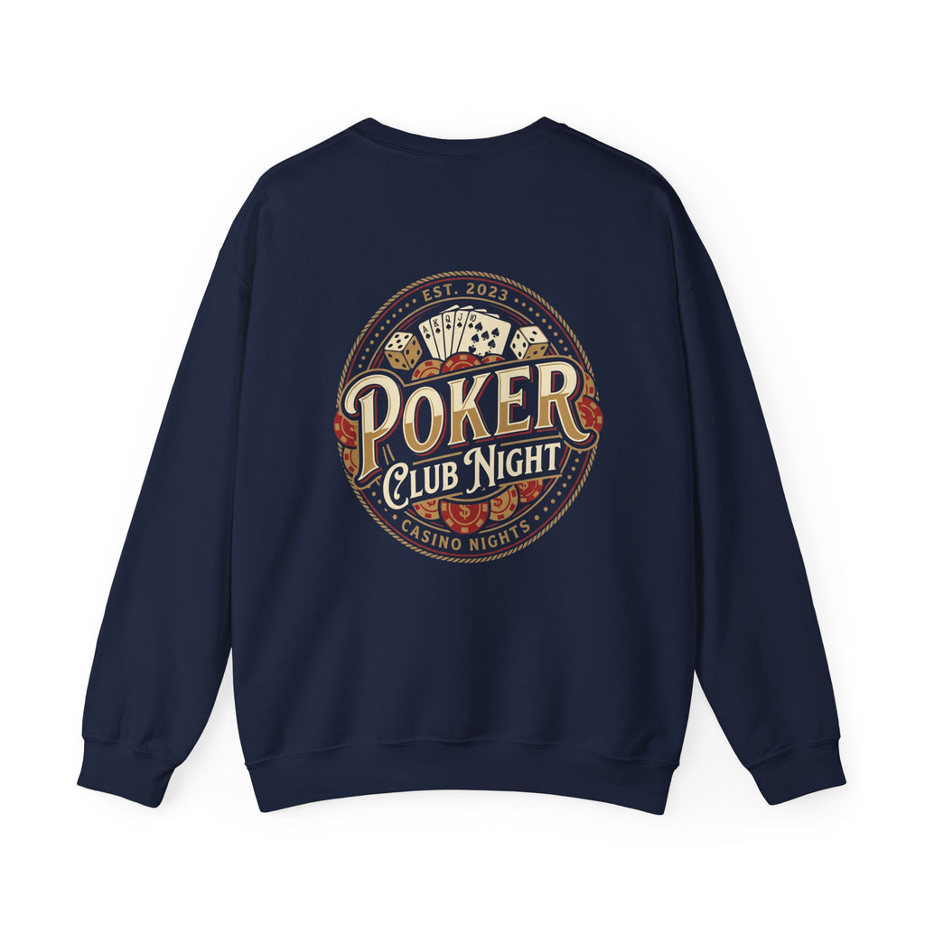 Casino Night Poker Sweatshirt — 'Poker Club Night' Vintage Card & Chips Crewneck