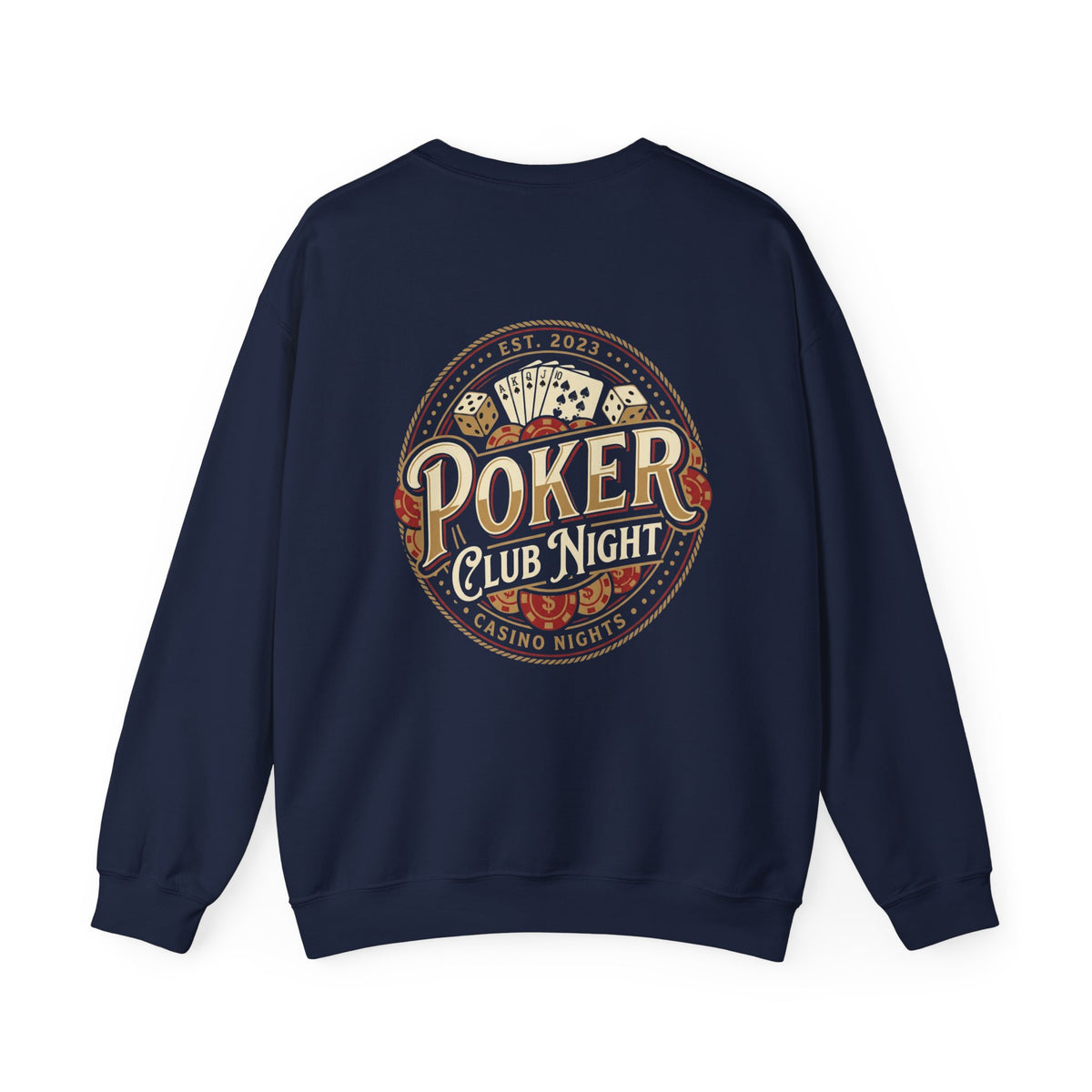 Casino Night Poker Sweatshirt — 'Poker Club Night' Vintage Card & Chips Crewneck