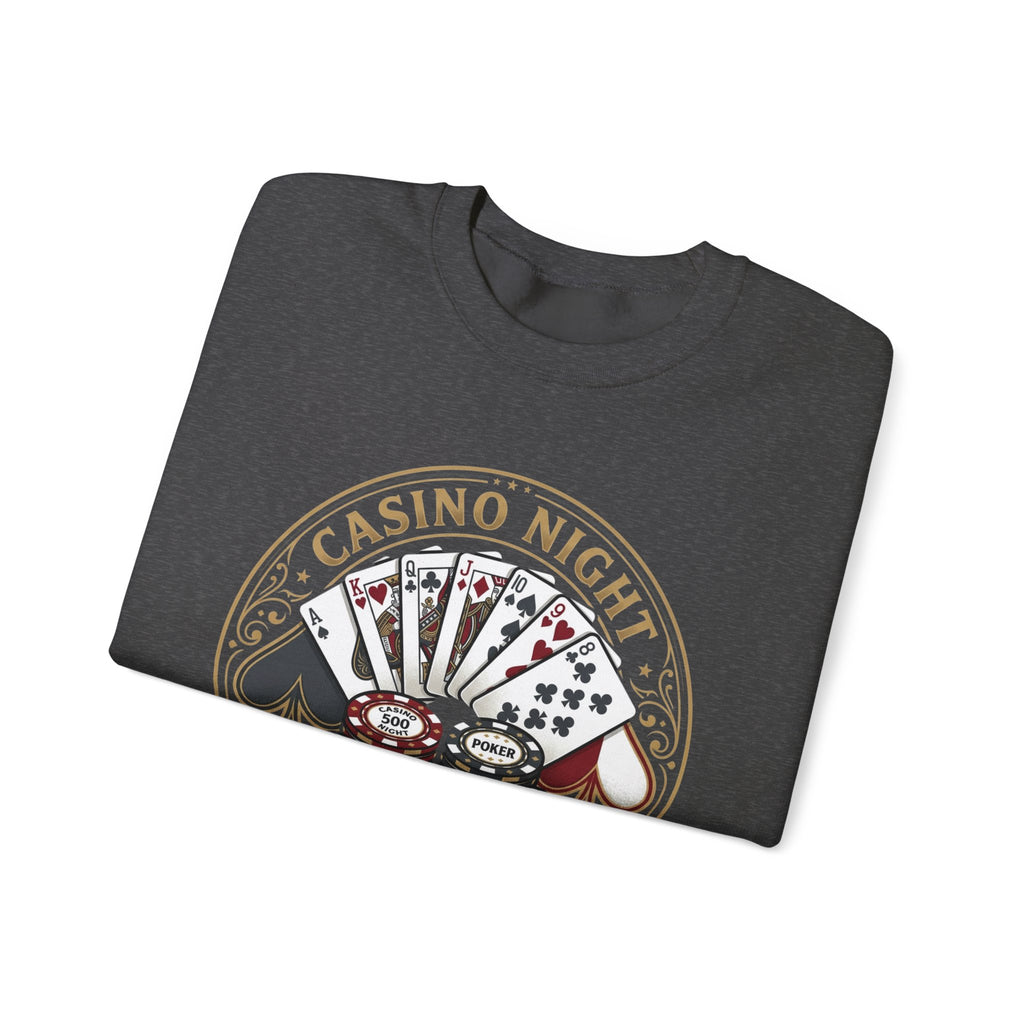 Casino Night Poker Sweatshirt — 'Poker Club Night' Vintage Card & Chips Crewneck