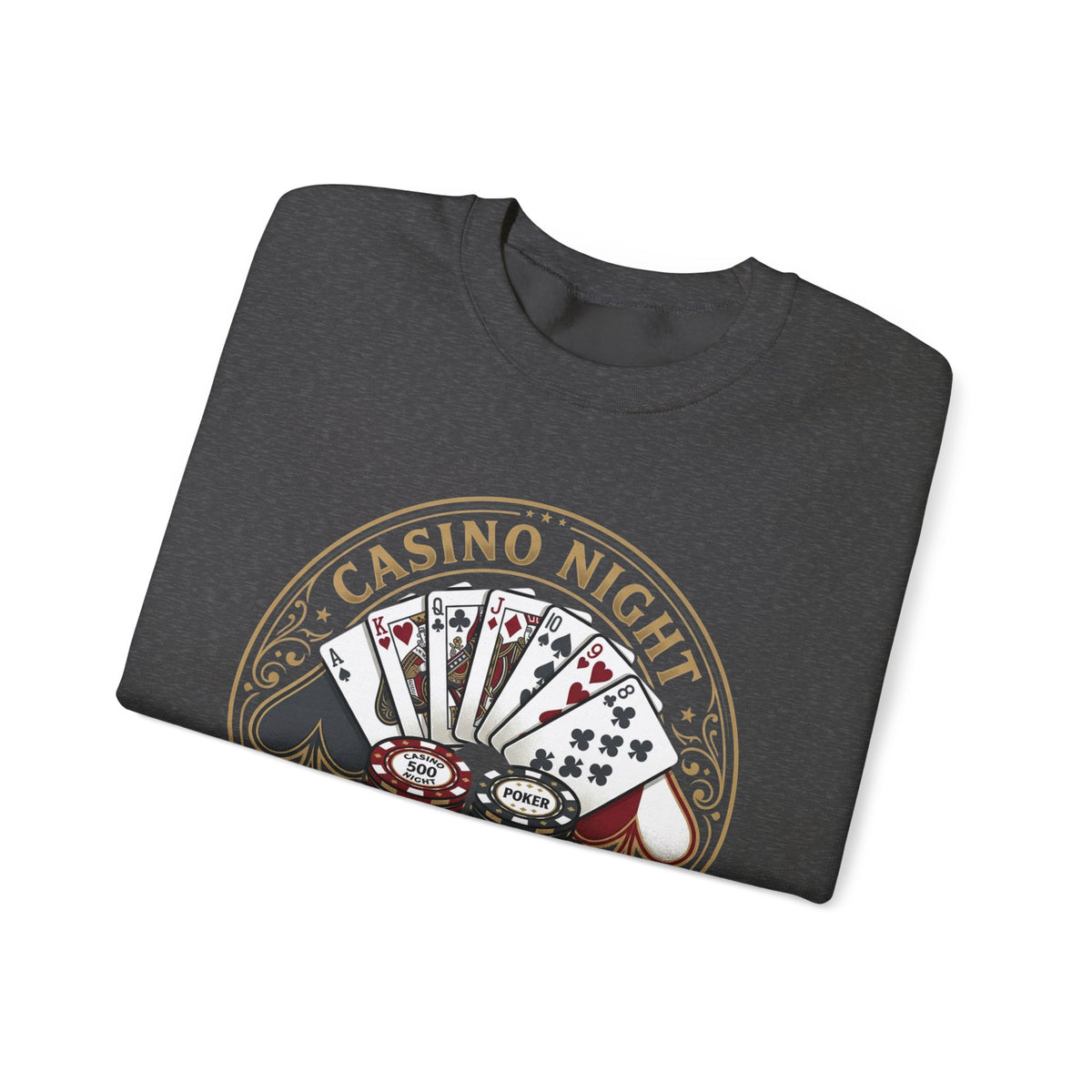 Casino Night Poker Sweatshirt — 'Poker Club Night' Vintage Card & Chips Crewneck