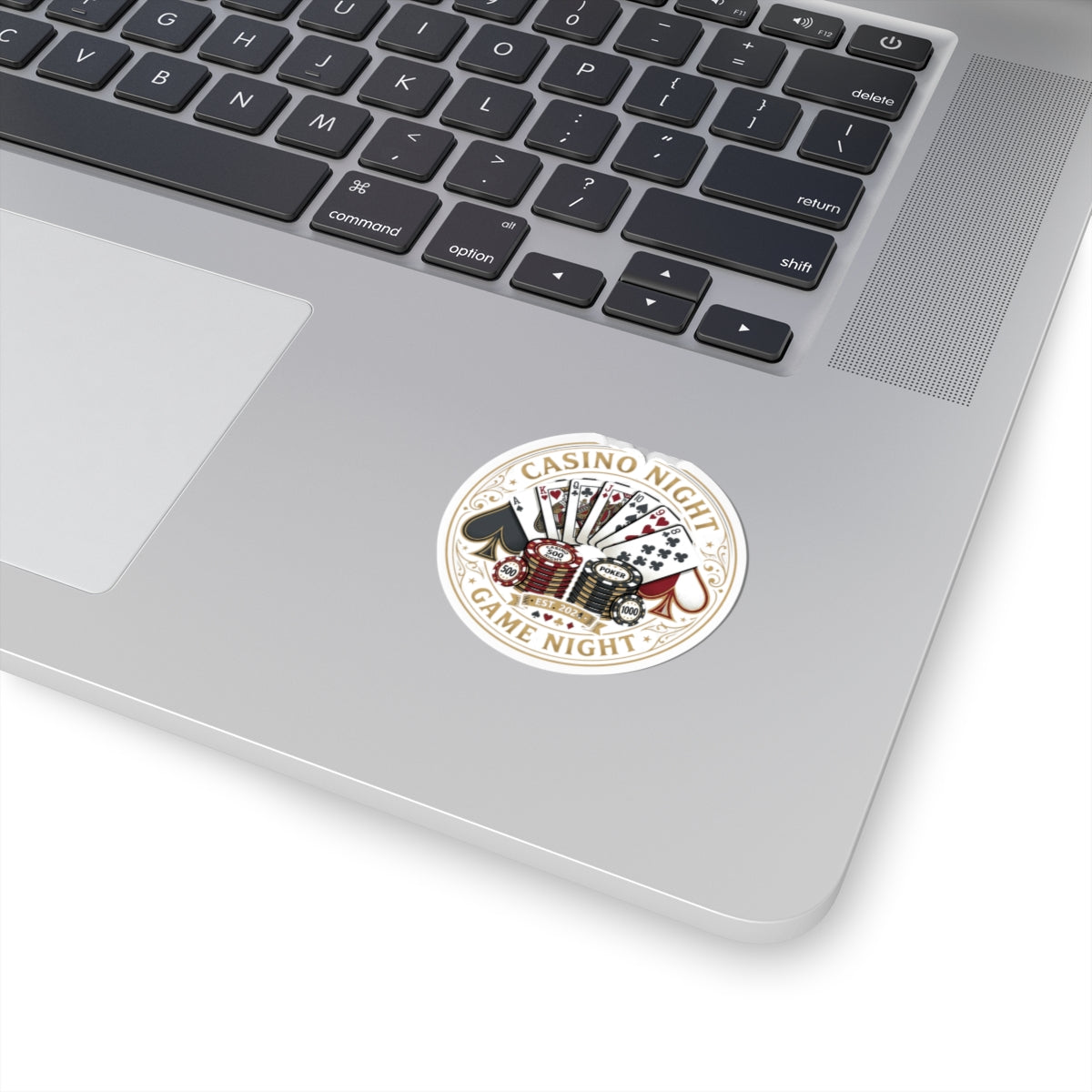 Casino Night Game Night Sticker — Poker Chips & Playing Cards Kiss-Cut Sticker