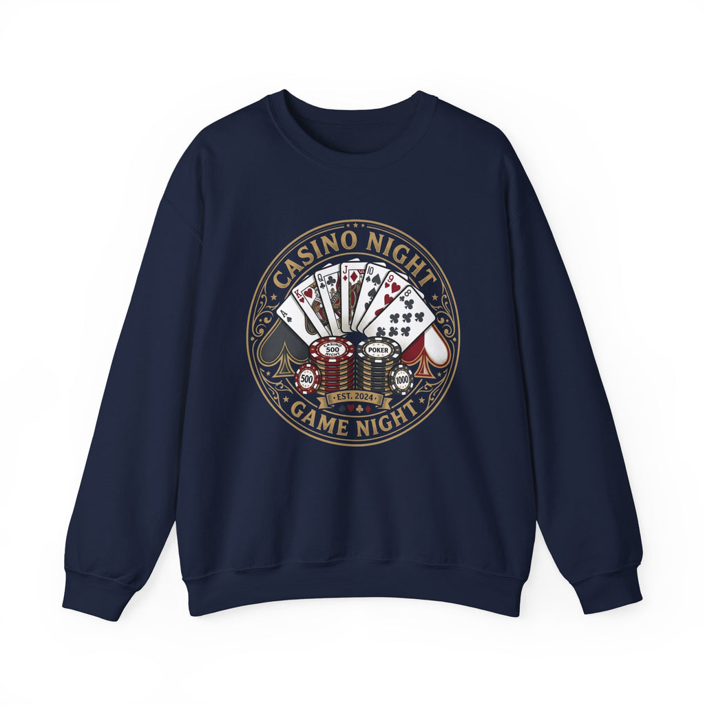 Casino Night Crewneck Sweatshirt — Game Night Poker Chips & Cards Design