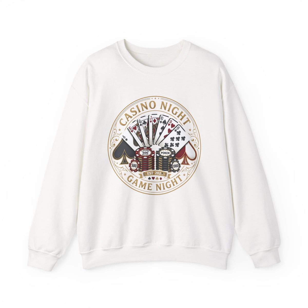 Casino Night Poker Sweatshirt — 'Poker Club Night' Vintage Card & Chips Crewneck